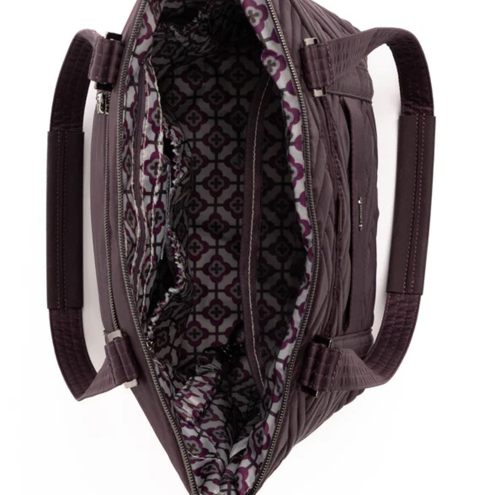 Lug 2 piece CATAMARAN Quilted Shoulder Bag with Removable Pouch HTF Plum - Picture 5 of 13